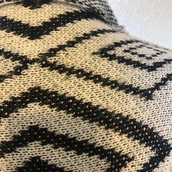 ORANGE Cardigan Sweater Women's Size Small White Black Mohair Blend Fringe Hem - Picture 7 of 9